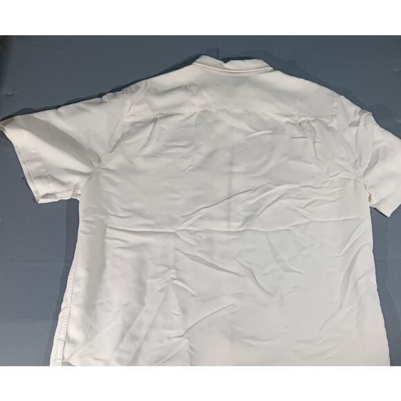 Caribbean White Textured Button Down Shirt XL Short Sleeve Travel Resort - Picture 7 of 7